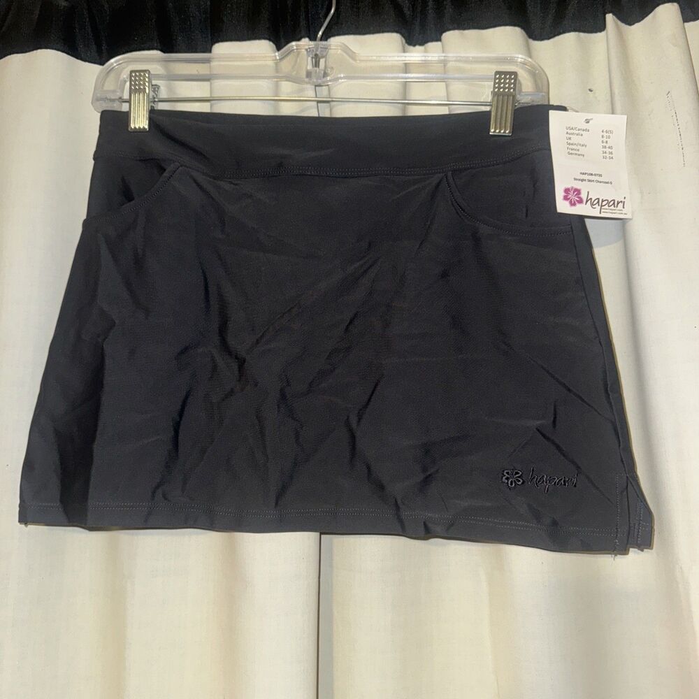 Hapari Womens Size Small Charcoal Gray Straight Swim Skirt Pockets